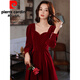 Pierre Cardin Toast Wear Bride Autumn Winter Wedding Dress Back Home Can Wear Dress Engagement Red Dress Women Red Model S