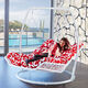 Chaise à bascule de Yusenyi, panier de suspension à double hamac, lit bleu, chaise swing extérieure, balcon, lit swing bleu suspendu pour adulte, chaise salon à bascule, blanc petit (A13821 Coussin de siège)