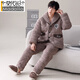 Modal coral velvet pajamas for men in winter plus velvet thickened three-layer cotton spring and autumn home clothes men 2025 warm-keeping suit PMQ three-layer cotton-men 13063 L