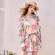 Fairy's Pocket Summer Trendy Floral Loose Slim High-Quality Two-piece Suit Cat Pink M