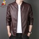 Vogelscheuche's neue Lederjacke für Männer im Frühling, Herbst und Winter Mode Wäsche Solid Color Slim Business Casual PU Leder Jacke plus Samtjacke 8802 Schwarz [Frühlings- und Herbststil] XL (Empfohlen 120-140jin [Jin gleich 0,5 kg]))