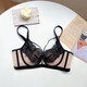 Ropa interior de encaje francés modal para mujeres con pechos grandes, sexy puro y sexy seta de air de conejo delgada sin anillo de acero champán dorado (pieza individual) MD164 85d 38
