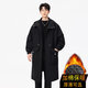 LOFVRANG cotton thickened warm mid-length windbreaker jacket men's autumn and winter large size loose fat casual coat knee-length cloak black cotton thickened 2XL suitable for 160 to 180 Jin Jin equals 0.5 kg