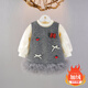 Girls suit dress autumn and winter style baby velvet princess dress baby one-year-old dress children's vest skirt red velvet style 80 cm