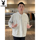 Playboy (PLAYBOY) Spring and Autumn New Solid Color Henley Collar Shirt Men's Simple Fashion Design Versatile Casual Jacket Black M 100-120Jin Jin is equal to 0.5 kg