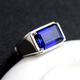 Bhiodha men's ring real silver inlaid with tanzanite blue gemstone men's rectangular ring