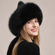 Yinghui fox fur hat for women and men in winter Northeastern ear protection warm genuine leather Mongolian hat ethnic style fur hat for women winter silver fox true color M head circumference 56-58cm