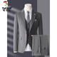 Woodpecker (TUCANO) suit men's three-piece Korean style slim business casual suit groom's wedding dress light gray top + pants + vest shirt collar S