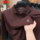MONTAGUT high-end mulberry silk long-sleeved t-shirt men's lapel 2025 autumn new business casual solid color polo shirt upper green 2XL 54 150-170Jin Jin equals 0.5 kg