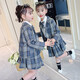 Ultraman Kinderkleidung Girls Anzug Herbst Kleidung College Style Casual 2025 New Little Girl Shirt Children's Short Rock Jacke drei Stücke Heißverkäufe karierte Jacke 100 Höhe 90-100 cm Alter 3-4 Jahre alt