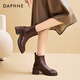 Daphne short boots for women new autumn and winter French high-heeled slim boots with temperament and versatile Martin boots for women brown plus velvet 37