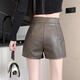 New small leather shorts for women in autumn and winter, new black American shorts, versatile high-waisted A-line European goods, black XL (recommended 115-125 Jin Jin equals 0.5 kg)