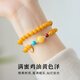 High-quality beeswax bracelet for women, natural yellow amber double-circle multi-circle bracelet stacked with southern red turquoise transfer beads, double-circle, natural chicken fat yellow beeswax, 14-15cm hand circumference, red wonderful bracelet