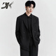 DK Brand Men's Suit Suit Men's Loose Handsome Suit Casual Engagement Dress Wedding High-Quality Jacket Men Forest Black Jacket + Pants + Black Shirt XL