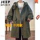 JEEP SPIRIT large size mid-length windbreaker for men plus size plus size for autumn and winter loose plus cotton coat fat man trendy windproof jacket black cotton coat MY3366 free +- insurance M recommended 80-100Jin Jin equals 0.5 kg