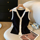
Non-standard high-quality college style sweater for women Korean style temperament collar sleeveless breasted cardigan knitted sleeveless vest for women summer black [temperament top/gentle/European and American/set S [summer wear/exterior wear b
