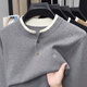 Goldlion versatile old money style Henry collar long-sleeved sweater autumn and winter two-button inner sweater for men 5185 light gray L