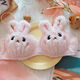 Renduo Small Breast Underwear Lucky Cat Underwear Furry Rabbit Plush Bra Super Cute Underwear Complete Set Carrot Rabbit-White 70A 32 S/70AB Cup