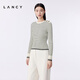 LANCY wool cashmere new winter striped sweater women's elegant design short top white L