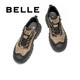 Belle Thick-soled Casual Sports Shoes Men's 25 Winter New Outdoor Hiking Shoes A2171DM5 Khaki/Black (Single Liner) 41