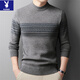 Playboy (PLAYBOY) sweater for men warm loose middle-aged and young men versatile sweater new style knitted sweater winter stiletto round neck casual 19h717 gray green 3XL