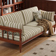 Yayuan leisure fabric sofa 2025 new style retro boxwood home living room straight three-seat solid wood sofa cotton and linen green striped three-seat sofa (soft and comfortable, skin-friendly and breathable) 2100*880*850mm