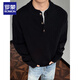 Lomon American retro Henry collar sweater men's winter inner loose casual men's bottoming sweater black M 95 to 115 Jin Jin equals 0.5 kg can be worn