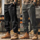 American high-end British overalls, trendy brand men's ankle-tied spring and autumn loose large size handsome retro casual pants, camel + black, two-piece set, regular 3XL, recommended 160-180Jin Jin is equal to 0.5 kg