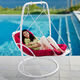 Chaise à bascule de Yusenyi, panier de suspension à double hamac, lit bleu, chaise swing extérieure, balcon, lit swing bleu suspendu pour adulte, chaise salon à bascule, blanc petit (A13821 Coussin de siège)