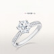 Chow Tai Fook Proposal Diamond Ring K Gold/Platinum PT950 Simple Luxury Six-Prong Moissanite Diamond Ring Gift Valentine's Day Birthday Gift 1 Carat D-E Color/Extreme White Gift Box + Certificate PT950 Live (Size Adjustable)