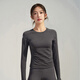 LULUUVTTOH New Slim Yoga Wear Long Sleeve Women's Sports Elastic Breathable Top Running Round Neck Pilates Fitness T-Shirt Navy XL