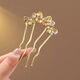 Butterfly rhinestone hair comb for lazy people, high-end exquisite hairpin, temperament, ball head, four-tooth hair comb, headdress, gun gray - about 10CM