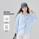 McTicco Girls' Shirt 2026 New Spring Children's Style Blue Striped Shirt Spring and Autumn Long-Sleeved Jacket Big Children's Top 10209 Blue Shirt 150 150cm