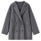 Shandubila sheep wool warm woolen coat women's winter small loose double-sided woolen coat vertical cut mid-length coat