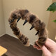 Temperament leopard print plush headband for women 2025 new hairpin high-end fashionable headband face wash plush headband dark coffee plush headband 1 piece