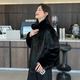 Muqiantang Mink Fur Coat Women's Full Mink Coat Women's Short Velvet Mink Stand Collar Top Fur Women Black Stand Collar One Size Recommended Weight (80-135)