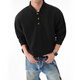 Homlean Heavy Henley Collar Solid Color Sweatshirt Men's Spring Fashion Versatile Loose Casual Bottoming Top HQ00 Black L