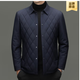 Hengyuanxiang Lapel Diamond Plaid Cotton Jacke Herrenherbst- und Winter neuer Stil mittlerer und älterer Vater Fashion Casual Cotton Jacke 219911 Marine Blue 3XL 190
