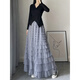Xianqi mesh cake skirt for women 2025 autumn new mid-length skirt a-line skirt high-end pleated umbrella skirt black one size fits all recommended 80-155 Jin Jin equals 0.5 kg