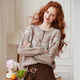 Bailuyu Retro Contrast Color Snowflake Cardigan Jacket 25 New Year's Eve Wool Fashion Sweater Women's Oatmeal S
