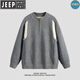 JEEP SPIRIT couple's clothing autumn and winter American retro splicing contrast sweater Henry collar half zipper warm sweater men's and women's jacket heather gray M