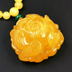 Hupai, one thing, one picture, one certificate, natural beeswax pendant, women's necklace, sweater chain, peony flower necklace, chicken fat yellow, pendant, 11.53g, 32*34*18.5mm