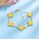 Zhouke 999 yellow gold crushed ice four-leaf clover five-flower bracelet that does not fade, is versatile, light, luxurious and high-end
