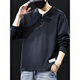 Dragon Tooth 320g Heavy Cotton Bottoming Shirt Men's 2025 Autumn New Henley Collar Sweatshirt Men's Long Sleeve Top T-Shirt BN201 Black M 90-110Jin Jin is equal to 0.5 kg