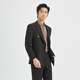 Lilang Shopping Mall Same Style SMART Suit Men's Double-Breasted Suit Nine-Point Pants Suit Striped 2025 Autumn Dark Brown Gray (25QXF251SA) 165A