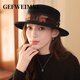 GEFWEIMKL Merino Wool Hat Women's Autumn and Winter French Flat Brim Wool Felt Hat Women's Korean Style Versatile Jazz Hat Women Camel (Foldable) M (56-58cm)