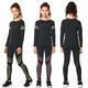 Dika children's tights training clothes quick-drying clothes girls basketball football running yoga clothes girls base layer suit autumn plus velvet style - black and green 2-piece set 24 size recommended 120-130 high 50Jin Jin is equal to about 0.5 kg