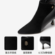 Qianbaidu Silent Series 2025 Winter Shopping Mall Same Style Ankle Boots Pointed Toe High Heel Sheepskin Short Boots for Women A25571635 A15 Khaki (velvet lining) (6.5cm) 37 (235mm)