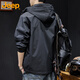 Jeep (JEEP) jacket men's autumn and winter hooded casual workwear assault high-end clothing men's black XL