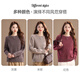 Qianbainian yak velvet simple round neck loose wool sweater for women autumn and winter new fluffy rabbit fur soft warm top gray coffee F